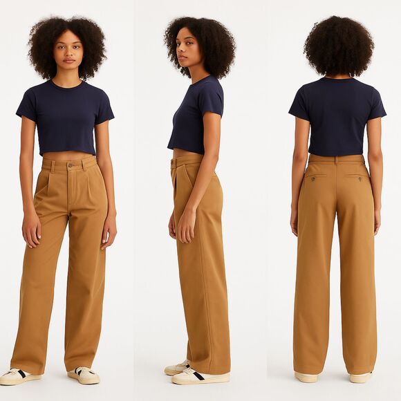 Levi’s NWT High Rise Pleated Baggy Trouser Pants Women’s Wide Leg, 30x30 - Picture 1 of 11